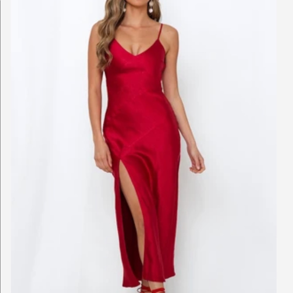 Wine red formal midi dress